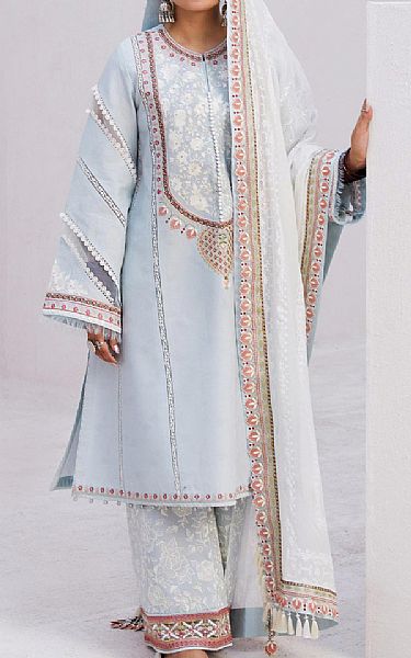Zara Shahjahan Sky Blue Jacquard Suit | Pakistani Lawn Suits- Image 1