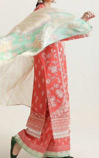 Zara Shahjahan Coral Lawn Suit | Pakistani Lawn Suits- Image 2
