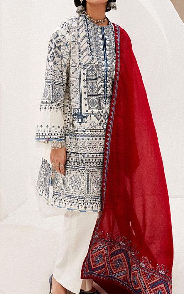 Zara Shahjahan Off-white Jacquard Suit | Pakistani Lawn Suits- Image 1