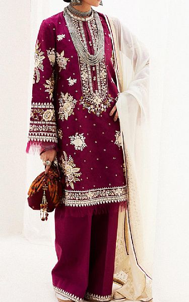 Zara Shahjahan Egg Plant Jacquard Suit | Pakistani Lawn Suits- Image 1