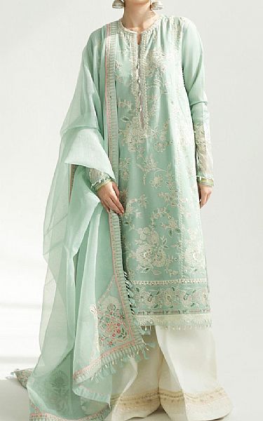 Zara Shahjahan Mint Green Lawn Suit | Pakistani Lawn Suits- Image 1