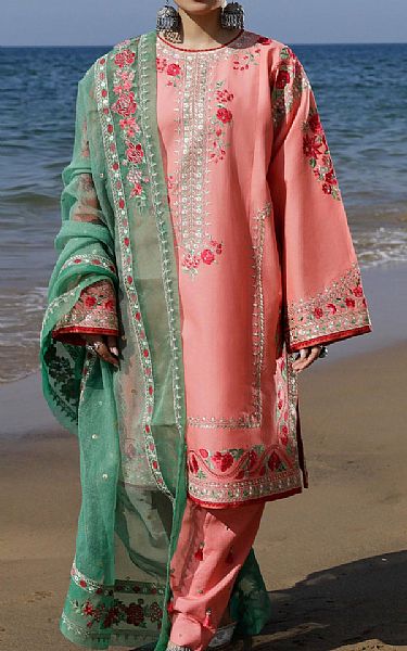 Zara Shahjahan Rose Pink Lawn Suit | Pakistani Lawn Suits- Image 1