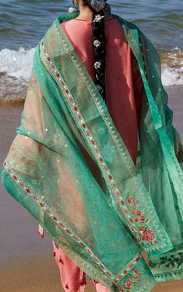 Zara Shahjahan Rose Pink Lawn Suit | Pakistani Lawn Suits- Image 2