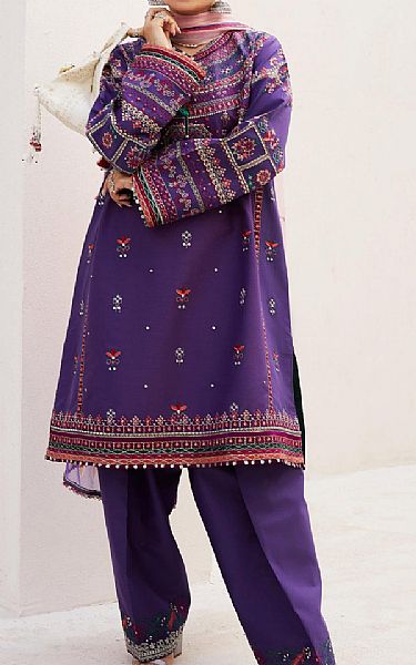Zara Shahjahan Indigo Lawn Suit | Pakistani Lawn Suits- Image 1