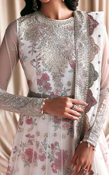 Zarif Off-white Net Suit | Pakistani Embroidered Chiffon Dresses USA- Image 3
