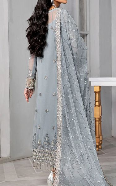Zarif Light Grey Net Suit | Pakistani Dresses in USA- Image 2
