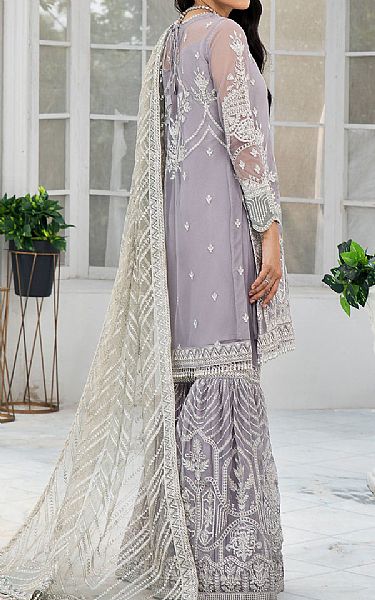 Zarif Lilac Net Suit | Pakistani Embroidered Chiffon Dresses- Image 2