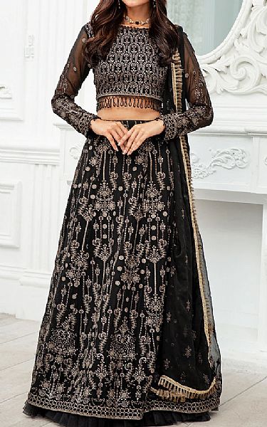 Zarif Black Chiffon Suit | Pakistani Wedding Dresses- Image 1
