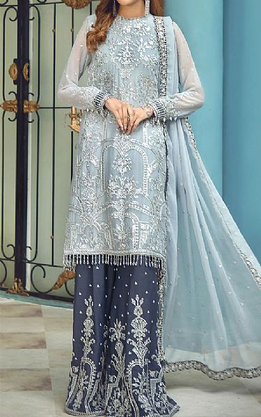 Zarif Light Grey Chiffon Suit | Pakistani Dresses in USA- Image 1