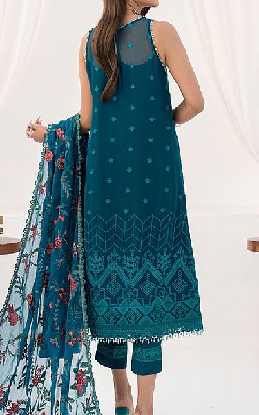 Zarif Teal Blue Chiffon Suit | Pakistani Embroidered Chiffon Dresses- Image 2