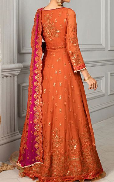 Safety Orange Chiffon Suit | Zarif Pakistani Chiffon Dresses