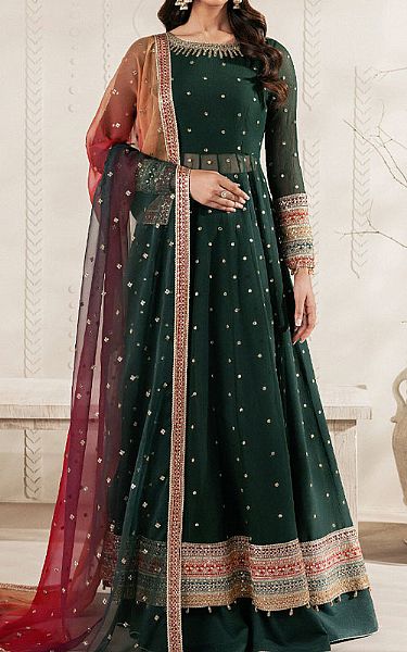 Zarif Green Chiffon Suit | Pakistani Embroidered Chiffon Dresses USA- Image 1