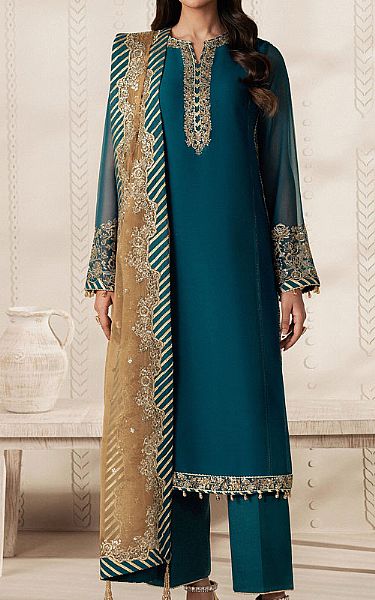 Zarif Zinc Blue Chiffon Suit | Pakistani Embroidered Chiffon Dresses USA- Image 1