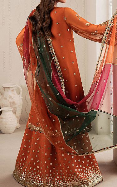 Zarif Bright Orange Chiffon Suit | Pakistani Embroidered Chiffon Dresses USA- Image 2