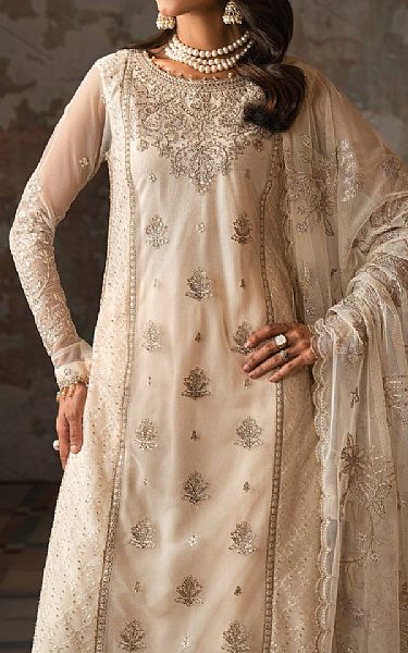 Zarif Off White Net Suit | Pakistani Embroidered Chiffon Dresses USA- Image 3