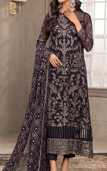 Zarif Navy Chiffon Suit | Pakistani Embroidered Chiffon Dresses- Image 1