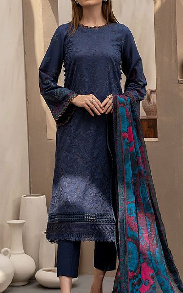 Zarif Navy Blue Lawn Suit | Pakistani Lawn Dress in USA- Image 1