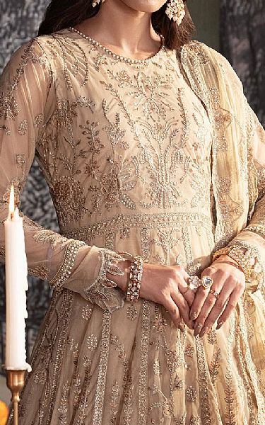 Zarif Beige Net Suit | Pakistani Embroidered Chiffon Dresses USA- Image 2