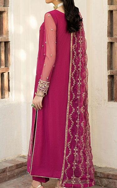Zarif Hot Pink Net Suit | Pakistani Embroidered Chiffon Dresses USA- Image 2