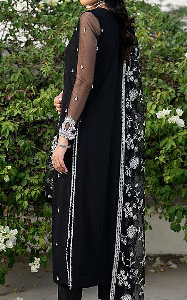 Zarif Black Net Suit | Pakistani Embroidered Chiffon Dresses USA- Image 2