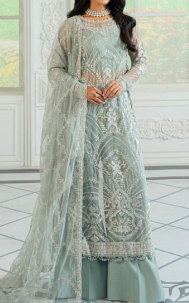 Zarif Summer Green Net Suit | Pakistani Embroidered Chiffon Dresses USA- Image 1