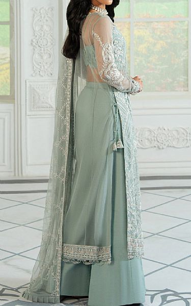 Zarif Summer Green Net Suit | Pakistani Embroidered Chiffon Dresses USA- Image 2