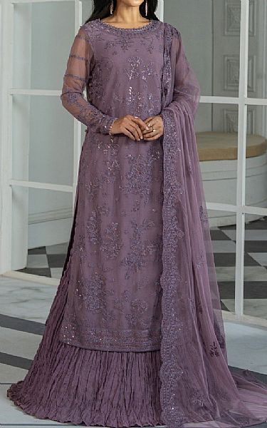Zarif Lilac Net Suit | Pakistani Embroidered Chiffon Dresses USA- Image 1