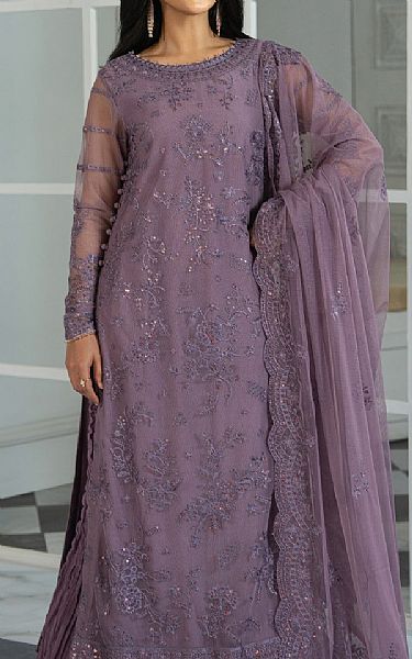 Zarif Lilac Net Suit | Pakistani Embroidered Chiffon Dresses USA- Image 3