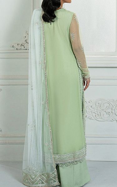 Zarif Light Green Net Suit | Pakistani Embroidered Chiffon Dresses USA- Image 2