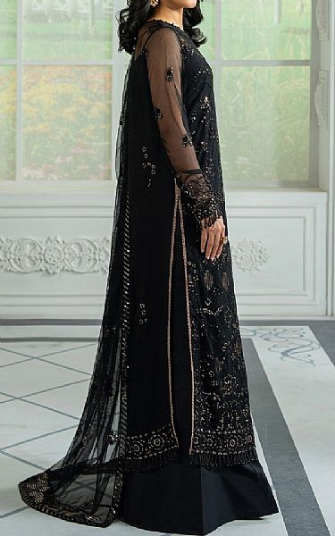 Zarif Black Net Suit | Pakistani Embroidered Chiffon Dresses USA- Image 2