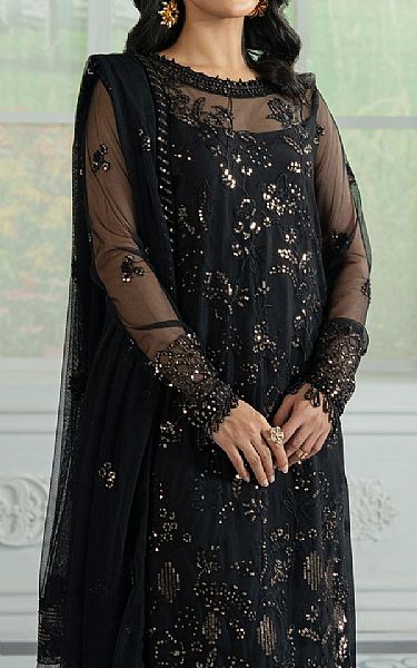 Zarif Black Net Suit | Pakistani Embroidered Chiffon Dresses USA- Image 3