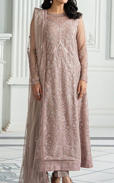 Zarif Grey Net Suit | Pakistani Embroidered Chiffon Dresses USA- Image 1
