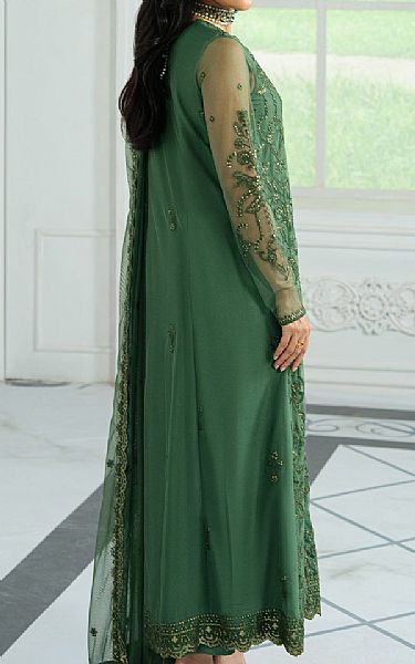 Zarif Green Net Suit | Pakistani Embroidered Chiffon Dresses USA- Image 2