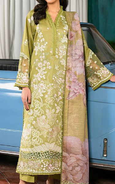 Zarif Olive Green Lawn Suit | Pakistani Lawn Dress in USA- Image 1