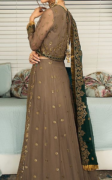 Zarif Tan/Green Chiffon Suit | Pakistani Wedding Dresses- Image 2