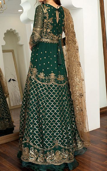 Zarif Bottle Green Chiffon Suit | Pakistani Dresses in USA- Image 2