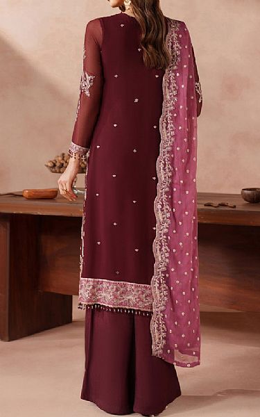 Zarif Wine Chiffon Suit | Pakistani Embroidered Chiffon Dresses USA- Image 2