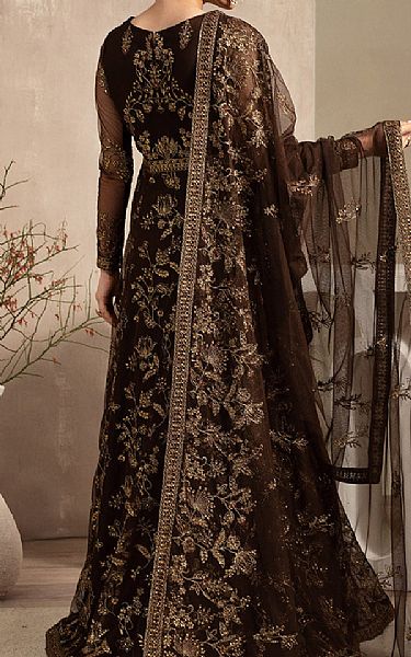 Zarif Chocolate Net Suit | Pakistani Embroidered Chiffon Dresses- Image 2