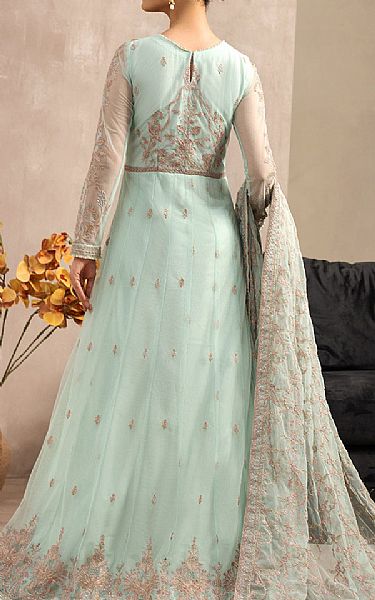 Zarif Light Turquoise Net Suit | Pakistani Embroidered Chiffon Dresses- Image 2