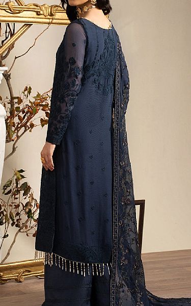 Zarif Oxford Blue Chiffon Suit | Pakistani Embroidered Chiffon Dresses- Image 2