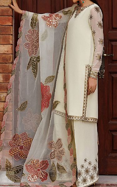 Zarif Off White Chiffon Suit | Pakistani Embroidered Chiffon Dresses USA- Image 3