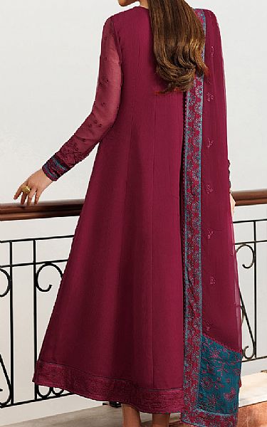 Zarif Wine Red Chiffon Suit | Pakistani Embroidered Chiffon Dresses USA- Image 2