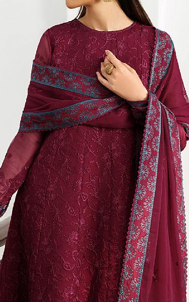Zarif Wine Red Chiffon Suit | Pakistani Embroidered Chiffon Dresses USA- Image 3