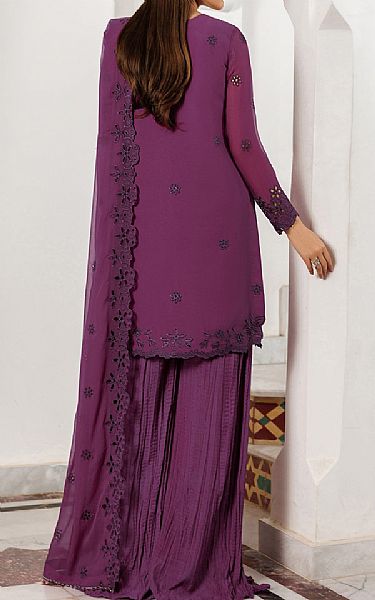 Zarif Dark Raspberry Chiffon Suit | Pakistani Embroidered Chiffon Dresses USA- Image 2