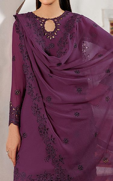 Zarif Dark Raspberry Chiffon Suit | Pakistani Embroidered Chiffon Dresses USA- Image 3