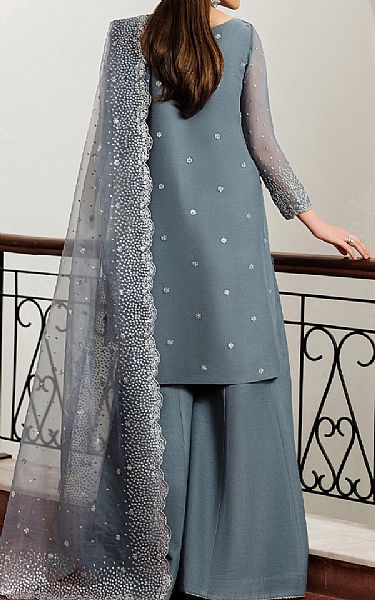 Zarif Slate Grey Chiffon Suit | Pakistani Embroidered Chiffon Dresses USA- Image 2
