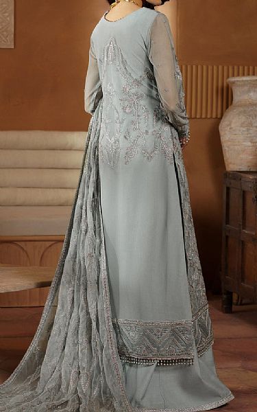 Zarif Grey Net Suit | Pakistani Embroidered Chiffon Dresses- Image 2