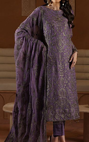Zarif Purple Chiffon Suit | Pakistani Embroidered Chiffon Dresses- Image 1