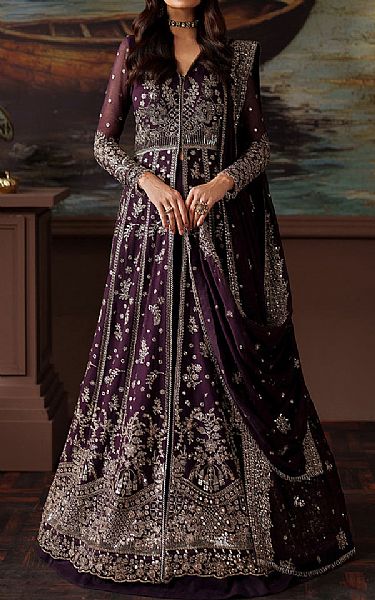 Zarif Purple Chiffon Suit | Pakistani Embroidered Chiffon Dresses USA- Image 1