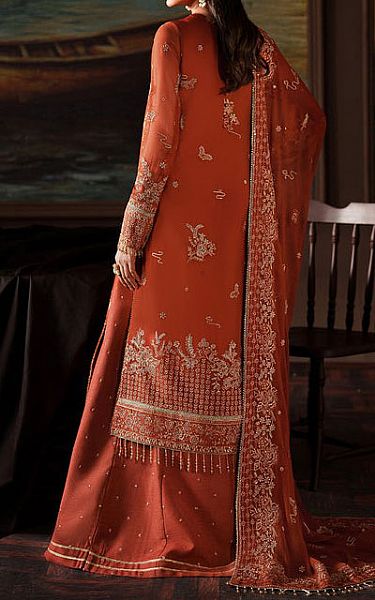 Zarif Bright Orange Chiffon Suit | Pakistani Embroidered Chiffon Dresses USA- Image 2